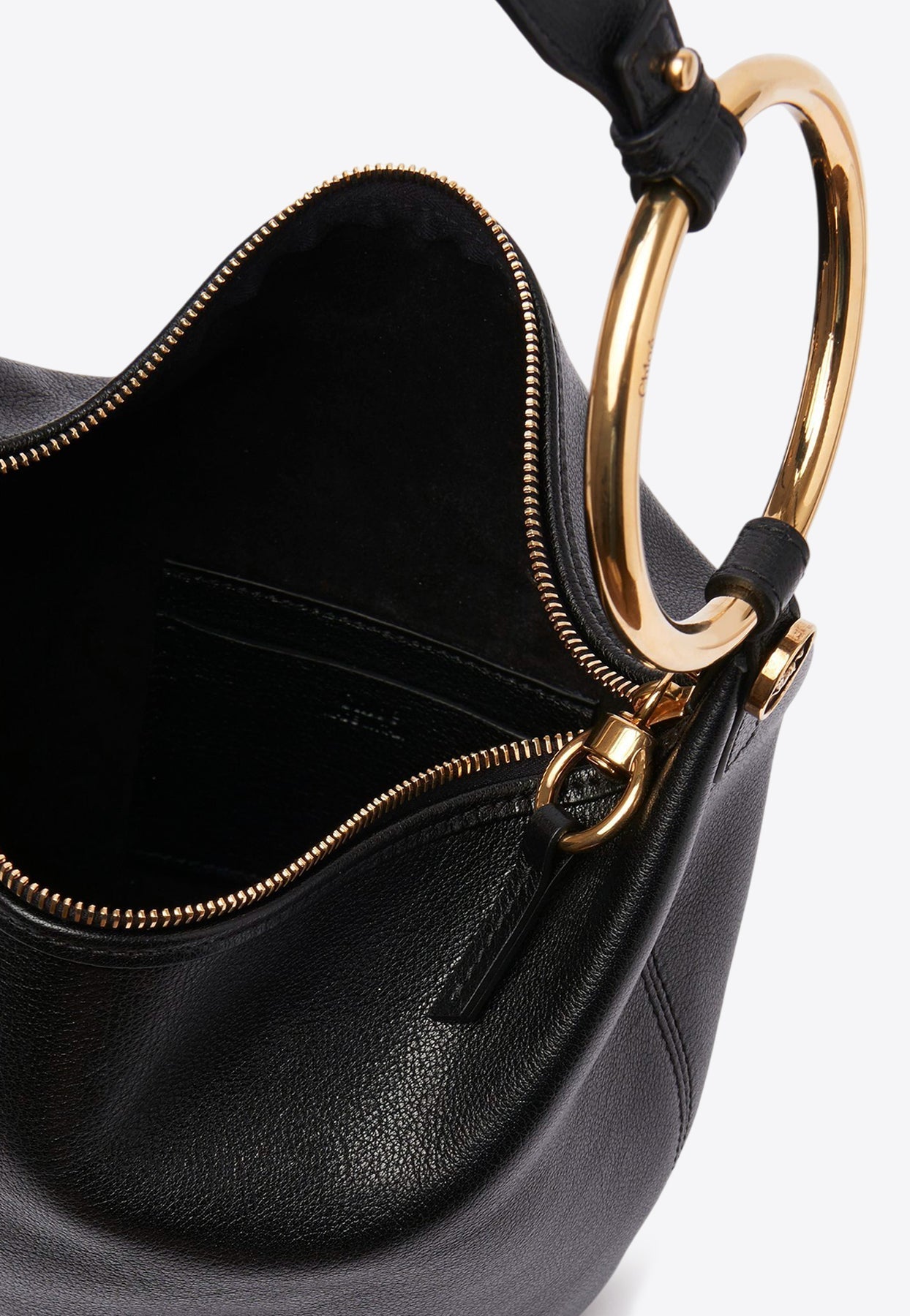 Small Bracelet Shoulder Bag in Grained Leather